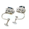 Tear Drop Pear Cut Sapphire Diamond Stud Earrings 14k White Gold 1.20ctw