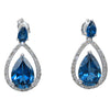 Ladies 14k White Gold 3.42ct London Topaz .35ct Diamond Tear DropDangle Earrings