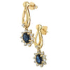 Modern 14k Yellow Gold .86ct Sapphire .44ct Diamond Halo Drop Dangle Earrings
