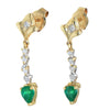 14k Yellow Gold .70ct Pear Shape Emerald .10ct Diamond Drop Dangle Earrings