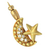 Judith Ripka Crescent Moon Star Brooch Tie Pin 18k Yellow Gold 0.15ctw Diamond