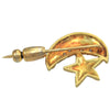 Judith Ripka Crescent Moon Star Brooch Tie Pin 18k Yellow Gold 0.15ctw Diamond