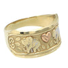 Solid 14k Yellow Gold Puffed Rose Heart Elephant Animal 11mm Wide Band Ring