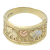 Solid 14k Yellow Gold Puffed Rose Heart Elephant Animal 11mm Wide Band Ring