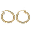 Ladies Solid 14k Yellow Gold Medium 20mm Hoop Snap Back Textured Huggie Earrings