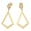 Ladies 18k Yellow Gold Hanging Diamond Drop Dangle Geometry Earrings