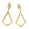 Ladies 18k Yellow Gold Hanging Diamond Drop Dangle Geometry Earrings