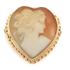 18k Gold Gibson Girl Heart Carnelean Shell Cameo Victorian Brooch Pin Pendant