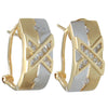 Wide Half Hoop Huggie Earrings X Diamond Clip On  Satin 14k Yellow White Gold