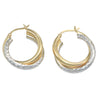 Hoop Crossover Huggie Earrings Solid 14k Yellow Hammered White Gold Snap Back