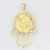 Hamsa Hand Of God Tulip Floral Spring Butterfly Coin Necklace Pendant 14k Gold