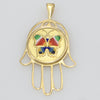 Hamsa Hand Of God Tulip Floral Spring Butterfly Coin Necklace Pendant 14k Gold