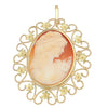 Estate 18k Yellow Gold Shell Cameo Hearts Flowers Necklace Brooch Pin Pendant