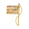 American Flag Brooch with CZ & Colored Stones 14k Yellow Gold