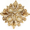 Ornate Brooch with Opals 14k Yellow Gold